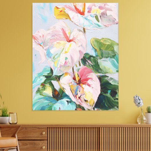 Tropical Anthurium Canvas Art Print (Insitu (Woonkamer))