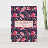 Tropical Ara Parrot Pattern Personalized Birthday  Kaart (Voorkant)
