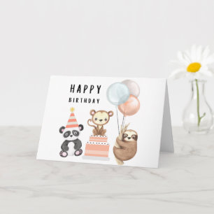 Tropical Baby Animal Birthday Card Kaart