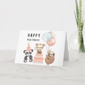 Tropical Baby Animal Birthday Card Kaart (Voorkant)