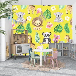 Tropical Baby Animals Kinder kamer en speeltuin Behang