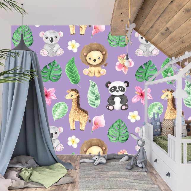 Tropical Baby Animals Kinder kamer en speeltuin Behang (Creator heeft geüpload)