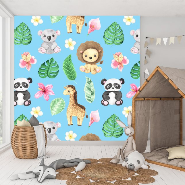 Tropical Baby Animals Kinder kamer en speeltuin Behang (Creator heeft geüpload)