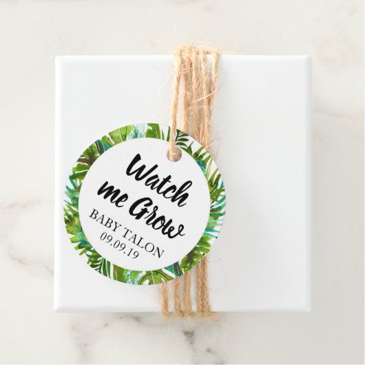 Tropical Baby shower Bekijk mij groeien Plant Favo Bedankjes Labels (In situ)