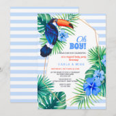 Tropical Baby shower Blue Invitation Kaart (Voorkant / Achterkant)