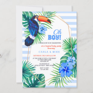 Tropical Baby shower Blue Invitation Kaart