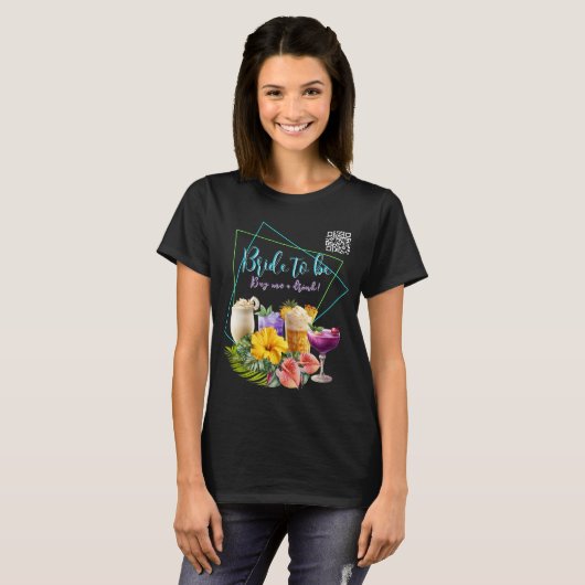 Tropical Bachelorette Drink QR-code T-shirt (Voorkant volledig)