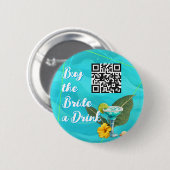 Tropical Bachelorette QR code Koop een Drink Ronde Button 5,7 Cm (Voorkant /achterkant)
