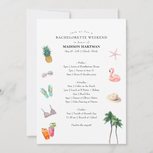 Tropical Bachelorette Weekend Route Kaart (Voorkant)