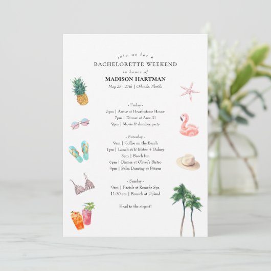 Tropical Bachelorette Weekend Route Kaart (Staand voorkant)