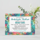 Tropical Bachelorette Weekendschema Uitnodiging (Staand voorkant)