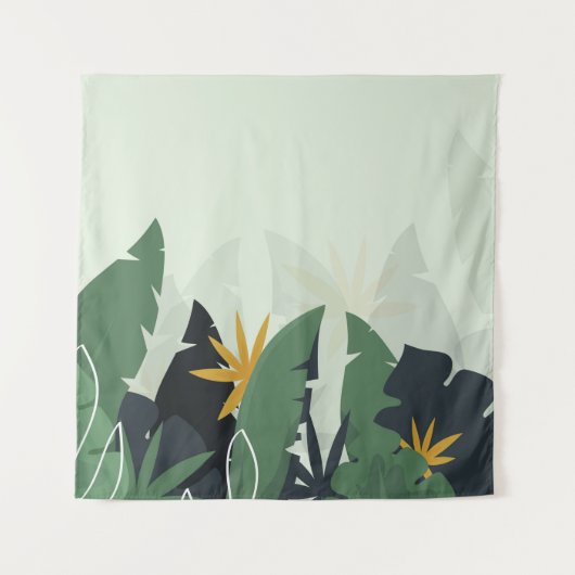 Tropical background with jungle plants. Palm leave Wandkleed (Voorkant)