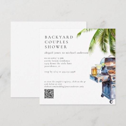 Tropical Backyard BBQ Couples Shower Kaart (Voorkant / Achterkant)