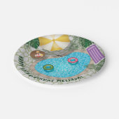 Tropical Backyard Pool Summer Pool Birthday Party Papieren Bordje (Gekanteld)