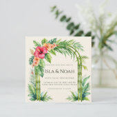 Tropical Bamboo Arch Coastal Floral Wedding Kaart (Staand voorkant)