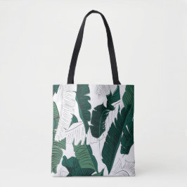 Tropical Banana Leaf Pattern Tote Bag: Dark Green  Tote Bag