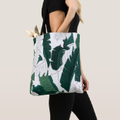 Tropical Banana Leaf Pattern Tote Bag: Dark Green Tote Bag (Dichtbij)
