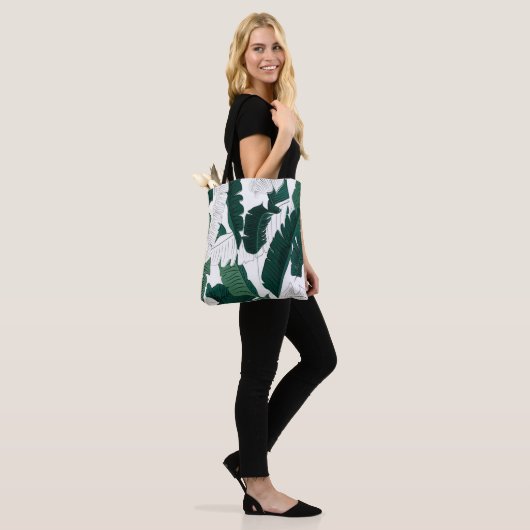 Tropical Banana Leaf Pattern Tote Bag: Dark Green  Tote Bag (Op model)