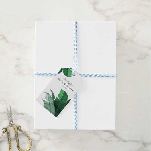 Tropical Banana Leaf Wedding Dank u Labels Cadeaulabel (Met Touw)