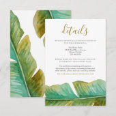 Tropical Banana Leaf Wedding Details Kaart (Voorkant / Achterkant)