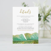 Tropical Banana Leaf Wedding Details Kaart (Staand voorkant)