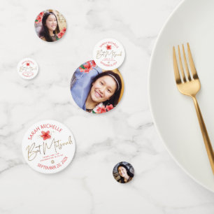 Tropical Bat Mitzvah 3 Foto Roze Gouden Bloemen Gl Confetti