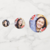 Tropical Bat Mitzvah 3 Foto Roze Gouden Bloemen Gl Confetti (Voorkanten)