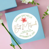 Tropical Bat Mitzvah Waterverf Bloemen Goud Script Ronde Sticker