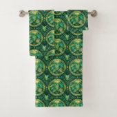 Tropical bath and wash towels with vibrant green  bad handdoek (Insitu)