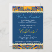 Tropical Batik Sinaasappel Blue verjaardagsuitnodi Kaart (Achterkant)