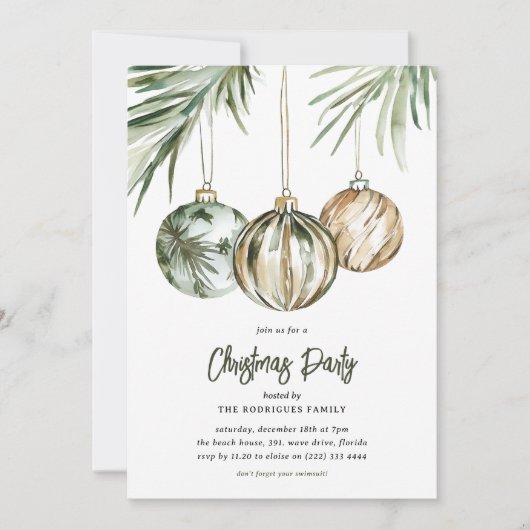 Tropical Baubles kerstfeest Kaart (Voorkant)