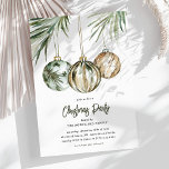 Tropical Baubles kerstfeest Kaart<br><div class="desc">Voel je tropisch dit vakantieseizoen! Deze prachtige waterverf kerstballen opknoping van palmboom bladeren geeft kerst in de zon vibes. De elegante party sjabloon is super eenvoudig aan te passen met uw eigen evenementendetails.</div>