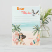 Tropical Beach 1e Verjaardag Tijd Capsule Note Kaa Kaart (Staand voorkant)