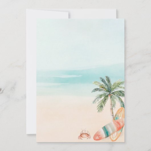 Tropical Beach 1e Verjaardag Tijd Capsule Note Kaa Kaart (Achterkant)