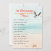 Tropical Beach 1e verjaardag Trivia bewerkbaar spe Kaart (Voorkant)