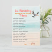 Tropical Beach 1e verjaardag Trivia bewerkbaar spe Kaart (Staand voorkant)