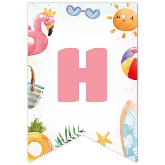 Tropical Beach 1e verjaardagsfeestje Vlaggetjes (Tweede vlag)