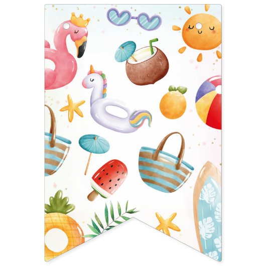 Tropical Beach 1e verjaardagsfeestje Vlaggetjes (Eerste vlag)