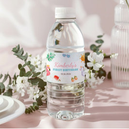 Tropical Beach 1e verjaardagsfeestje Waterfles Etiket