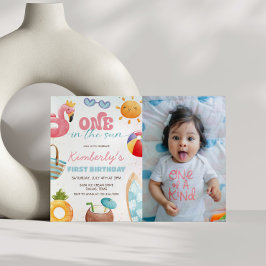 Tropical Beach 1st verjaardagsfeestfoto Kaart