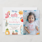 Tropical Beach 1st verjaardagsfeestfoto Kaart (Voorkant)