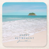 Tropical Beach aangepaste tekst "Happy Retirement" Kartonnen Onderzetters (Voorkant)