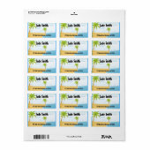 Tropical Beach Adresetiketten Etiket (Full Sheet)