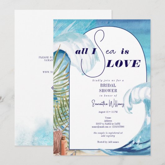 Tropical Beach Alles wat ik Zee is liefde Vrijgeze Kaart (Voorkant / Achterkant)