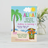 Tropical Beach Aloha Luau Verjaardag uitnodiging (Staand voorkant)
