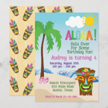 Tropical Beach Aloha Luau Verjaardag uitnodiging