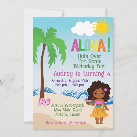 Tropical Beach Aloha Luau Verjaardag uitnodiging (Voorkant)