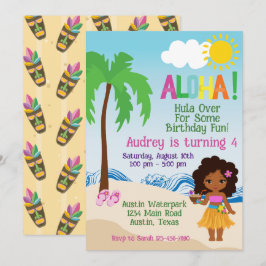 Tropical Beach Aloha Luau Verjaardag uitnodiging
