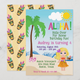 Tropical Beach Aloha Luau Verjaardag uitnodiging