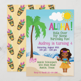 Tropical Beach Aloha Luau Verjaardag uitnodiging